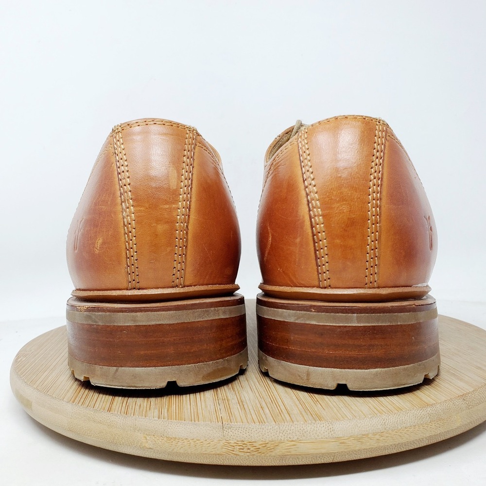 Frye James Oxford Shoes Mens 10.5 Brown Leather Bal Lug Sole Lace Up Mexico - Picture 8 of 13